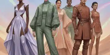 Models displaying the unexpected 2026 color palettes in a futuristic setting