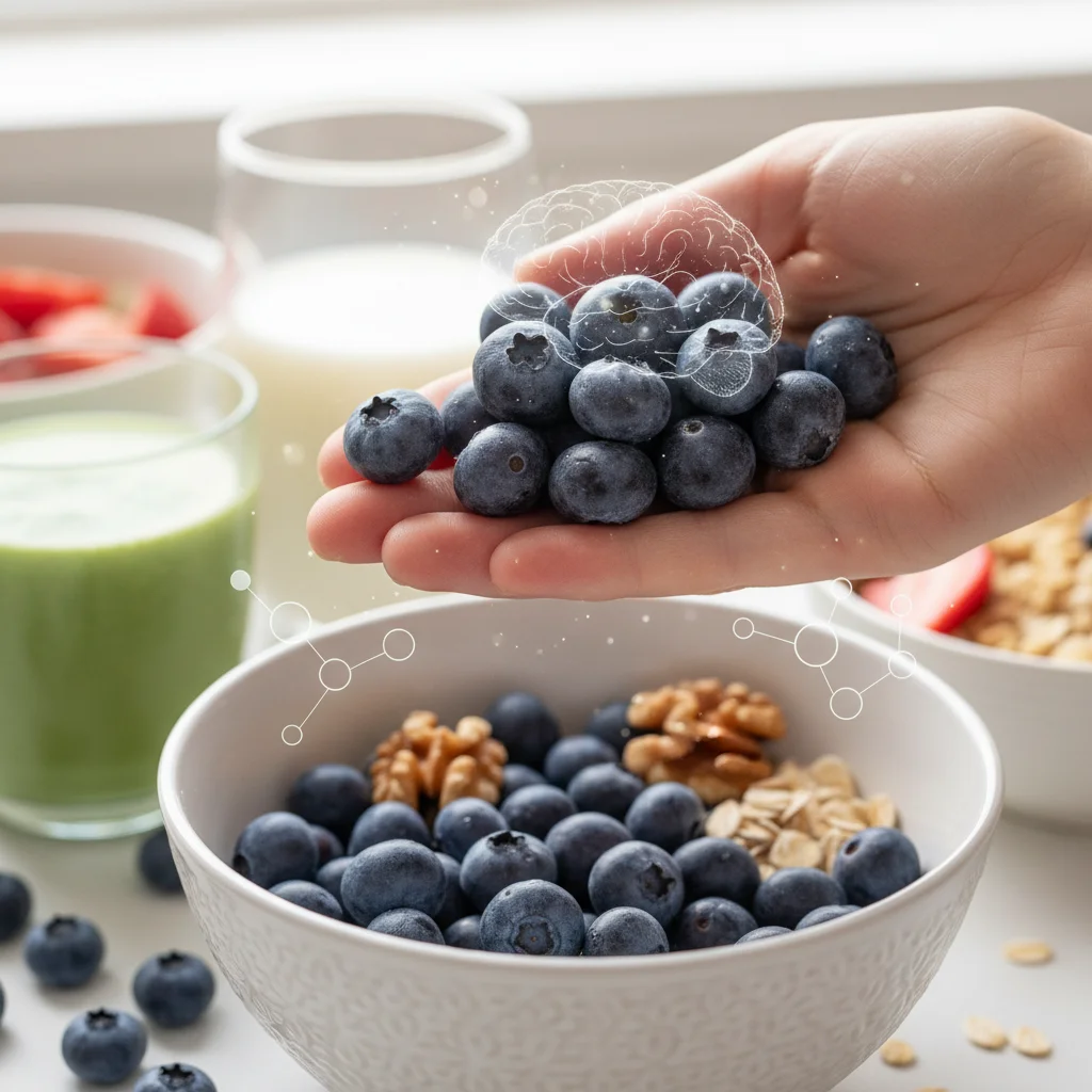 Fresh blueberries in a bowl, rich in antioxidants for brain health
