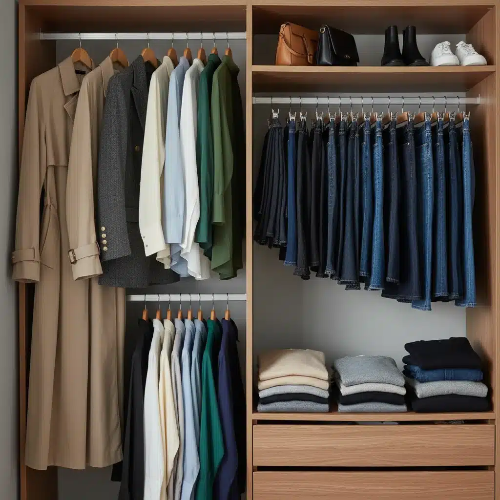 Organized capsule wardrobe with versatile, high-quality clothing items