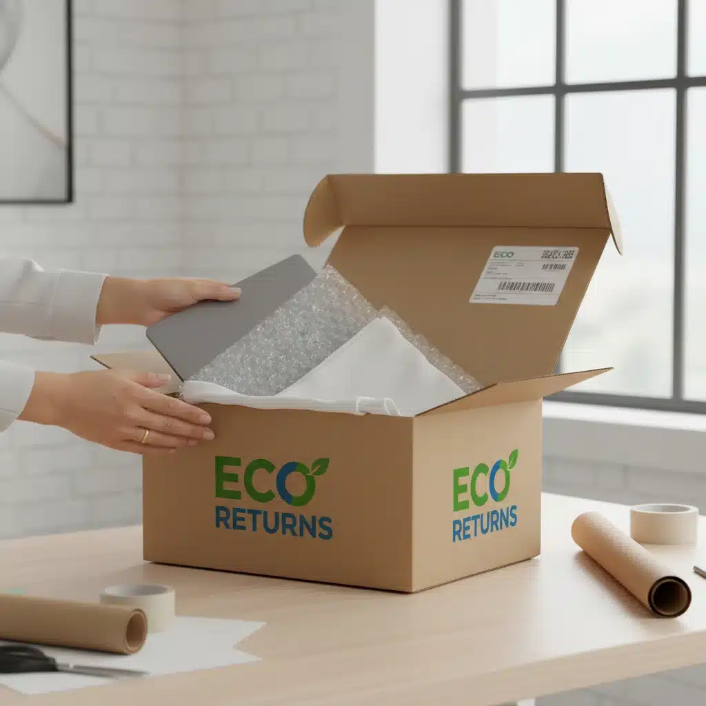 Customer packaging an item for return shipment at home