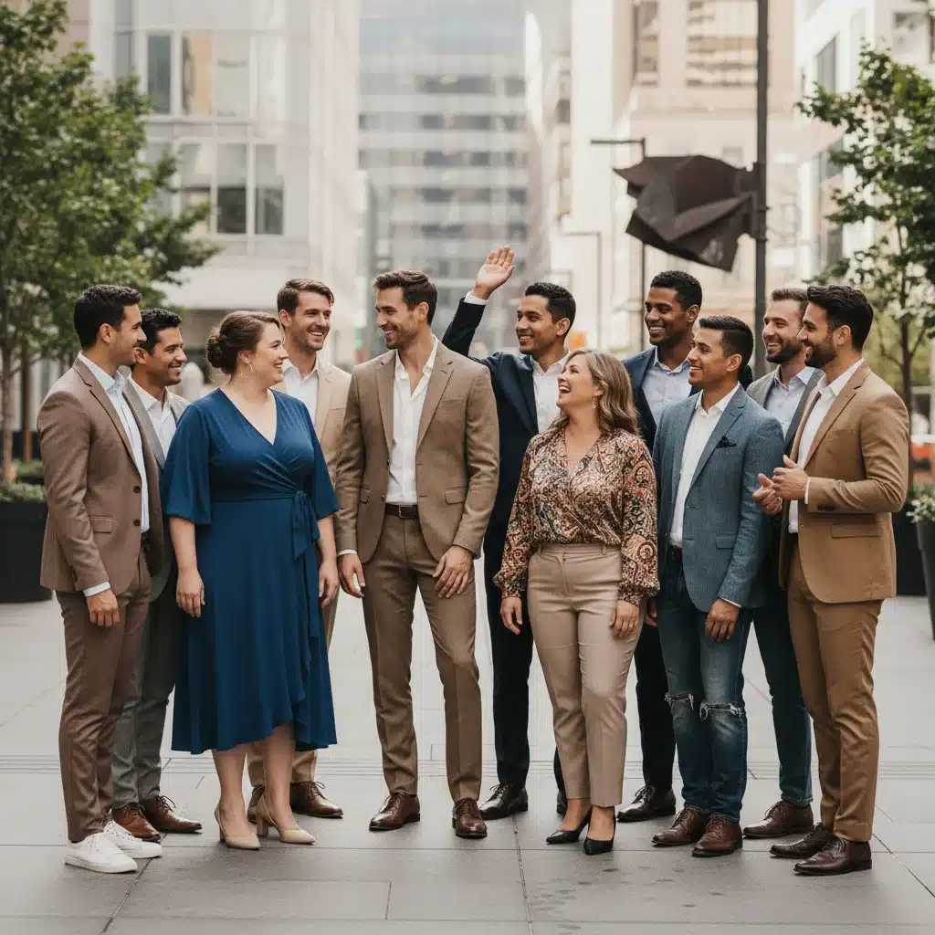 Diverse individuals confidently wearing well-fitted, stylish clothing from a personal styling service.
