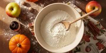 Autumnal baking ingredients for fall desserts