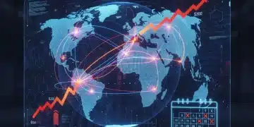 Global fashion supply chain network with price tags and 2026 calendar overlay