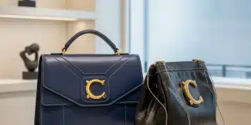 Genuine luxury handbag next to a counterfeit, showcasing quality differences