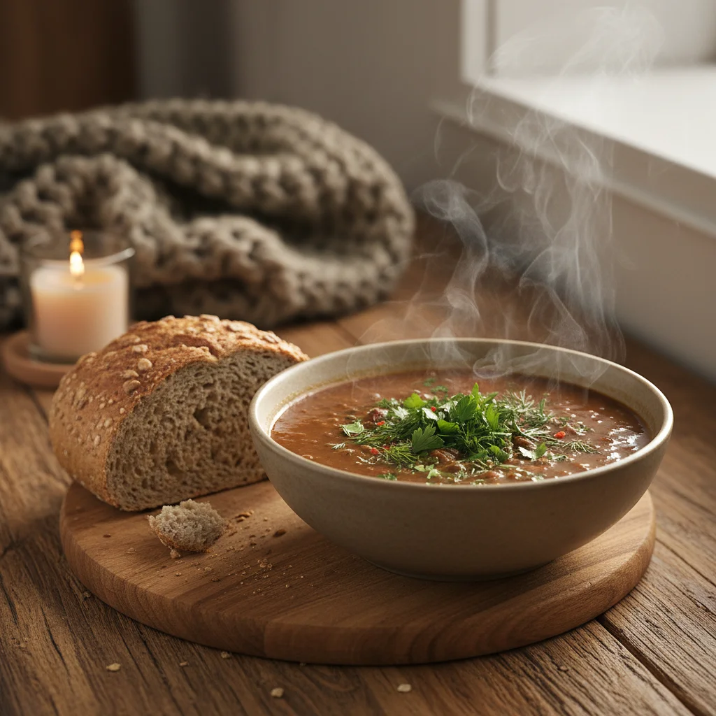Warm and hearty lentil soup, a comforting and nutritious winter dish.