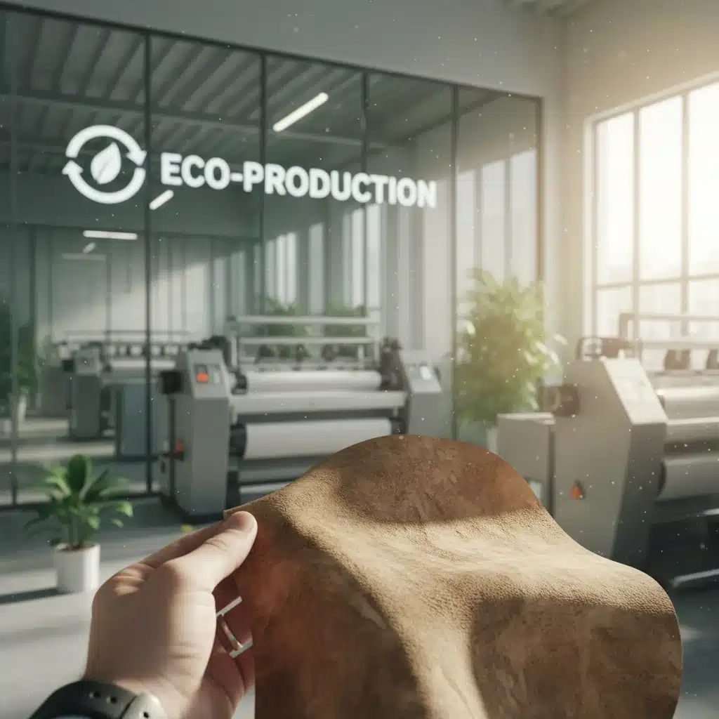 Innovative sustainable fabric swatch, showcasing mushroom leather.