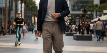 Male model in smart casual menswear, city street