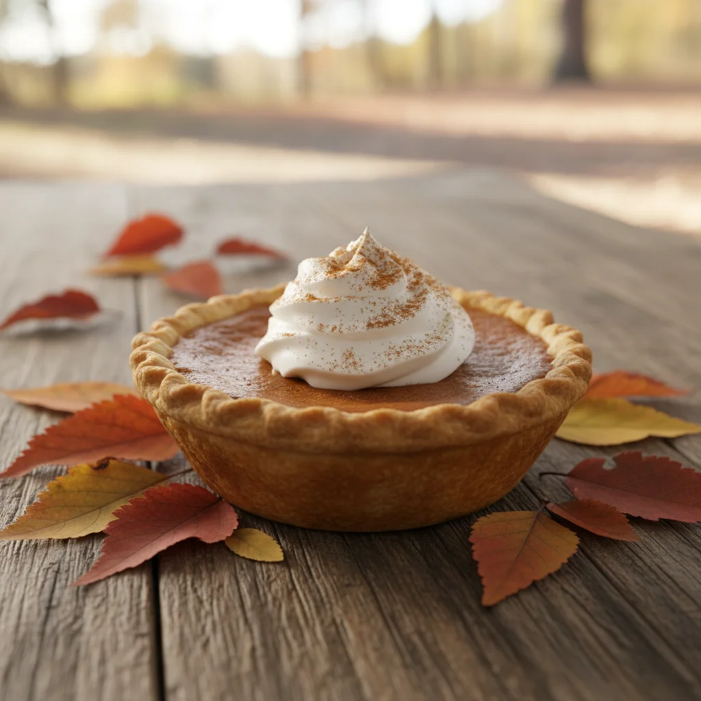 Mini pumpkin pie with whipped cream