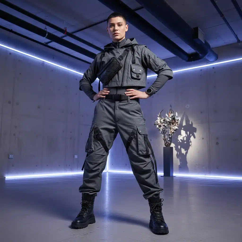 Model in Neo-Utility fashion, technical fabrics and practical design.