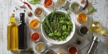 Assortment of pantry staples for boosting meal flavors