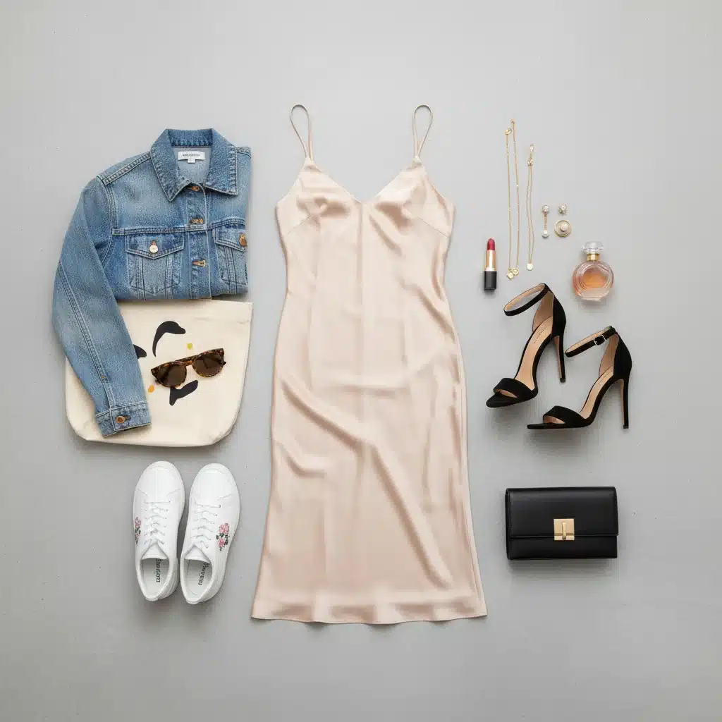 Slip dress styled for day and night