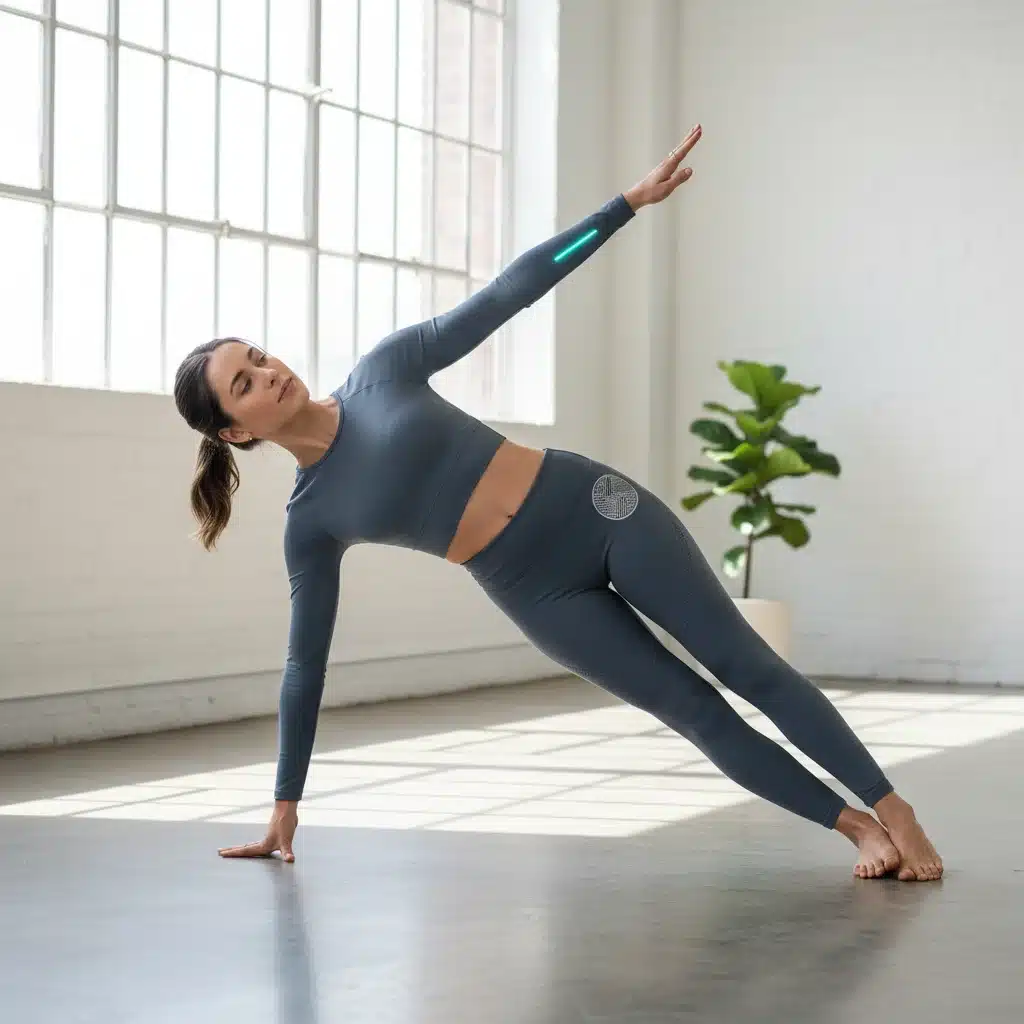 Person stretching in athleisure with subtle integrated smart technology