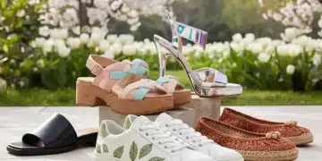 Spring 2026 footwear trends showcasing sustainable sneakers, retro platforms, minimalist sandals, artisanal flats, and tech heels.