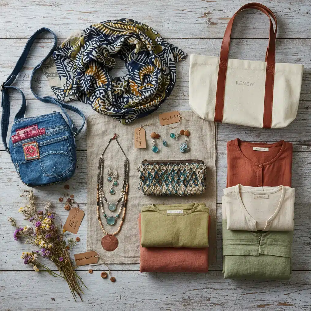 Sustainable fashion accessories and clothing from independent US designers.