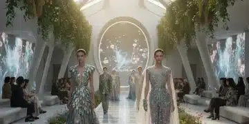 From Zero Waste to High Style: 5 Circular Fashion Discoveries Gaining Traction in 2026 Models showcasing sustainable fashion on a futuristic runway, emphasizing eco-friendly style.