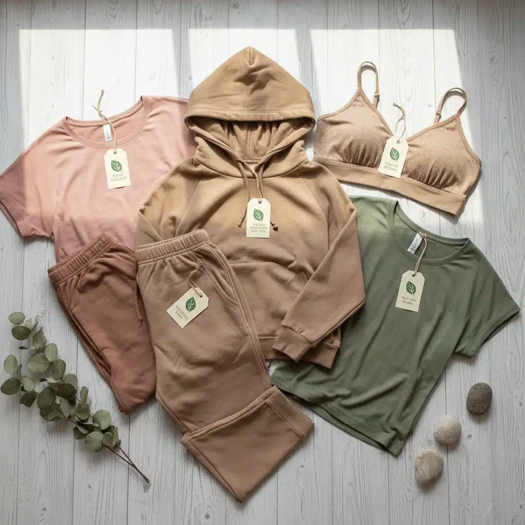 Assortment of sustainable loungewear pieces for conscious consumers.