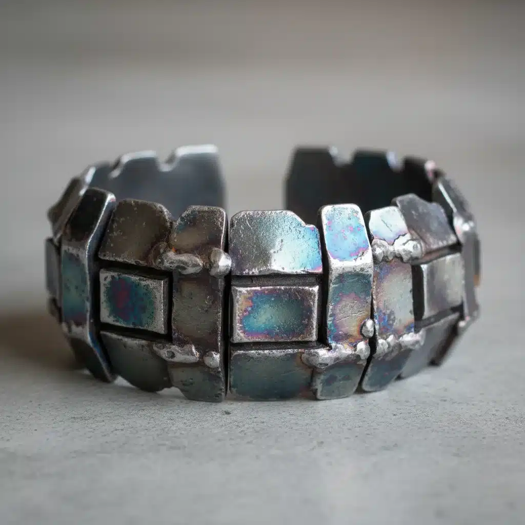 Upcycled industrial metal bracelet with unique textures