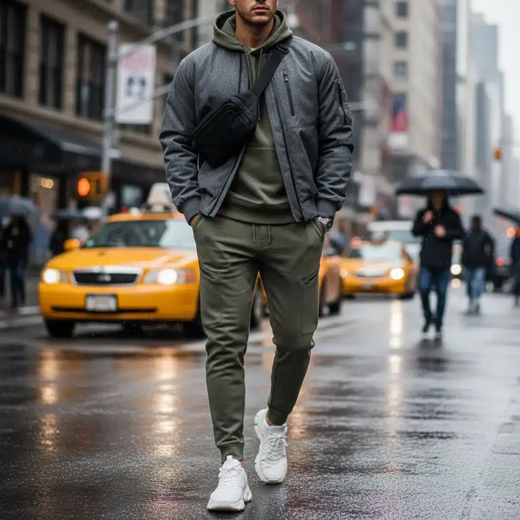 Versatile loungewear styled for both home comfort and outdoor activities.