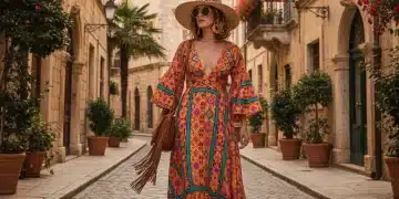 Vintage Fashion 2026: 8 Authentic Discoveries Making a Comeback Woman in 70s maxi dress embracing vintage fashion comeback