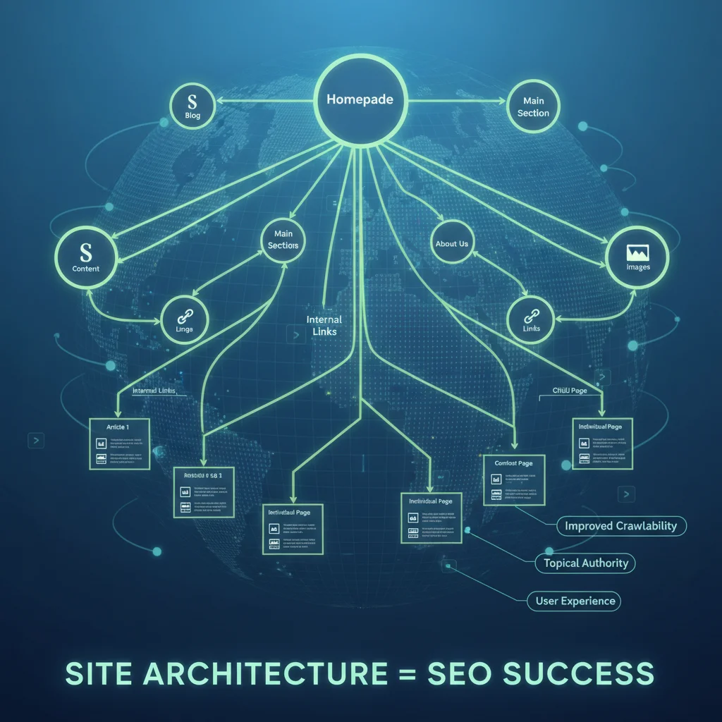 Visual representation of a website sitemap and its SEO architecture