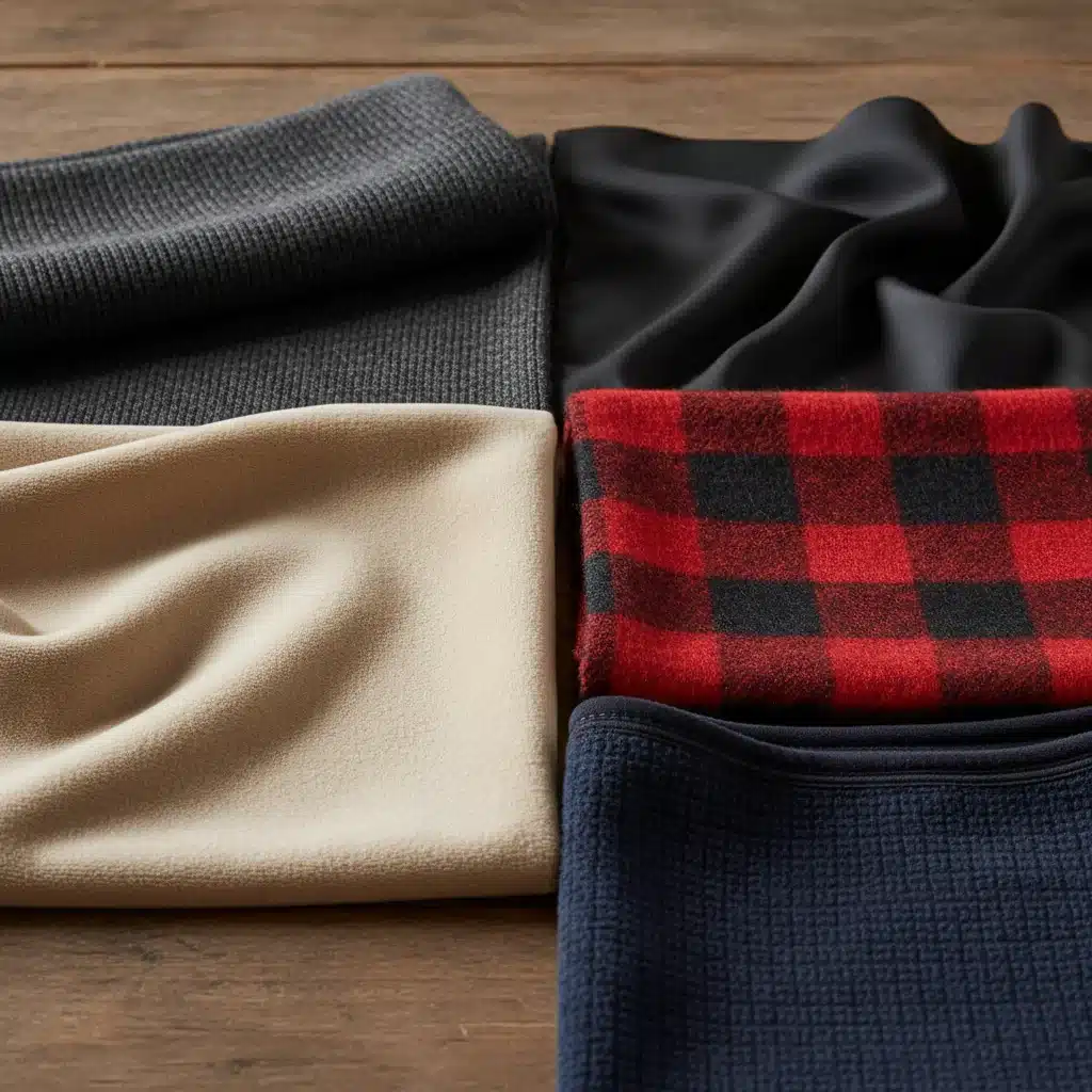 Variety of fabric swatches including wool, cashmere, and silk, essential for effective winter layering.