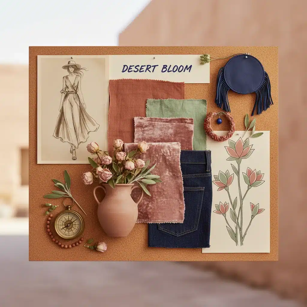 Desert Bloom fashion color palette inspiration board