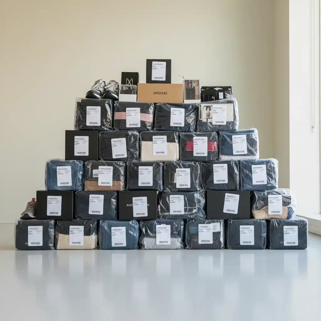 Organized fashion items in original packaging ready for return shipment